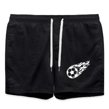 Fussball Flamme Ball - Badeshorts - Schwarz - Vorne - AI Model Male 185 light (185cm)