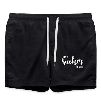 Sucker for You Script - Swim Trunks - black - Front - AI Model Male 185 light (185cm)