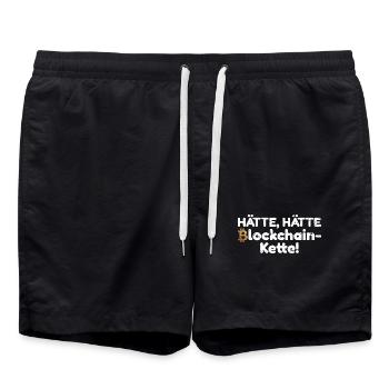Bitcoin Hätte Hätte Blockchain Kette Spruch - Badeshorts - Schwarz - Vorne - AI Model Male 185 light (185cm)