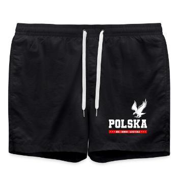 POLSKA TYPOGRAPHIC - Swim Trunks - black - Front - AI Model Male 185 light (185cm)