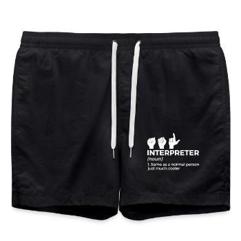 Interpreter Pride Faust-Typografie - Badeshorts - Schwarz - Vorne - AI Model Male 185 light (185cm)