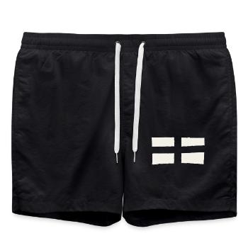 Drapeau anglais - Fond rouge - Short de bain - noir - Devant - AI Model Male 185 light (185cm)