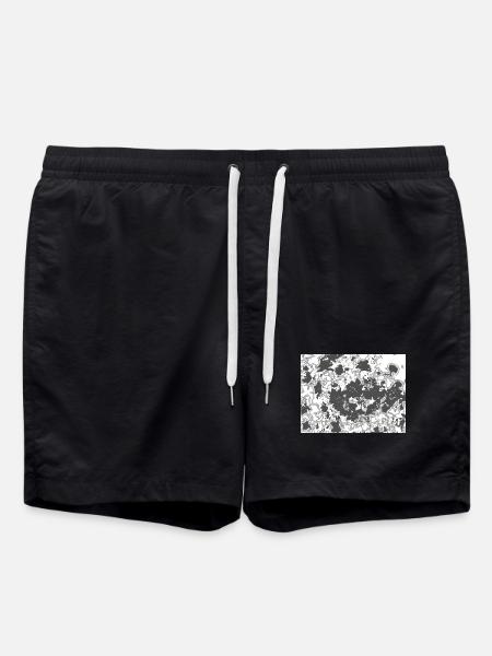 Black Blatten Silhouette Pattern - Swim Trunks - black