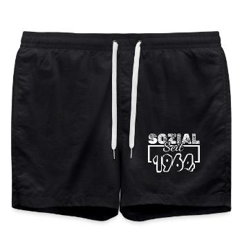 Sozialarbeiter 1964 - Badeshorts - Schwarz - Vorne - AI Model Male 185 light (185cm)