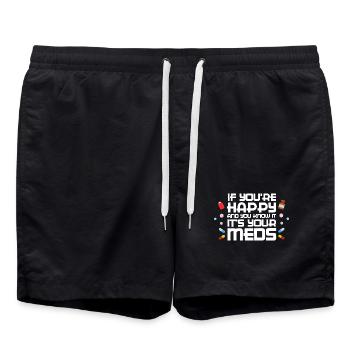 Happy Meds Parody Print - Swim Trunks - black - Front - AI Model Male 185 light (185cm)