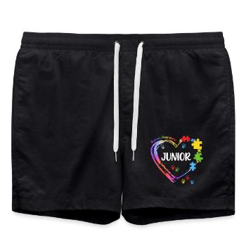 Junior Sensibilisation Autisme Coeur Enfant - Short de bain - noir - Devant - AI Model Male 185 light (185cm)