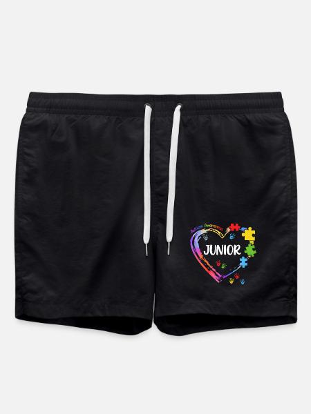 Junior Autism Awareness Child Heart - Swim Trunks - black