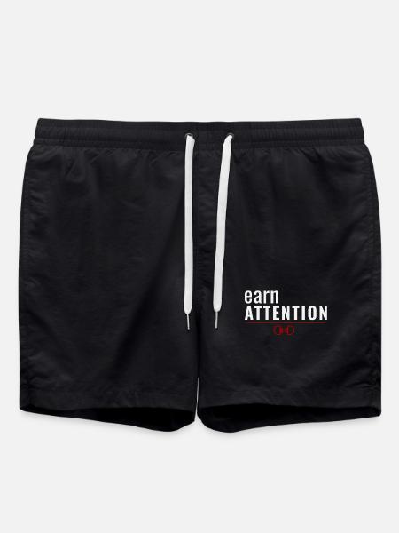 Earn Attention – Respect Is Earned - Swim Trunks - black