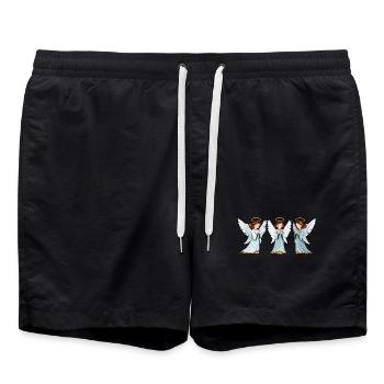 Anges Célestes Triples en Prière - Short de bain - noir - Devant - AI Model Male 185 light (185cm)