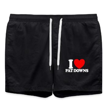 J’adore l’aéroport drôle Red Heart de Pat Down - Short de bain - noir - Devant - AI Model Male 185 light (185cm)
