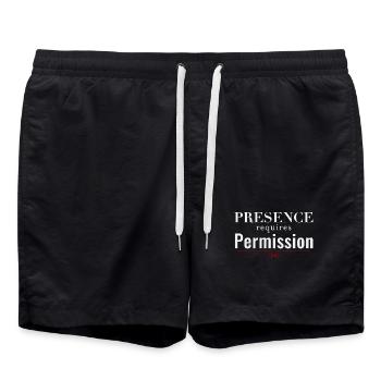 Anwesenheit erfordert Erlaubnis – Autoritätskultur - Badeshorts - Schwarz - Vorne - AI Model Male 185 light (185cm)