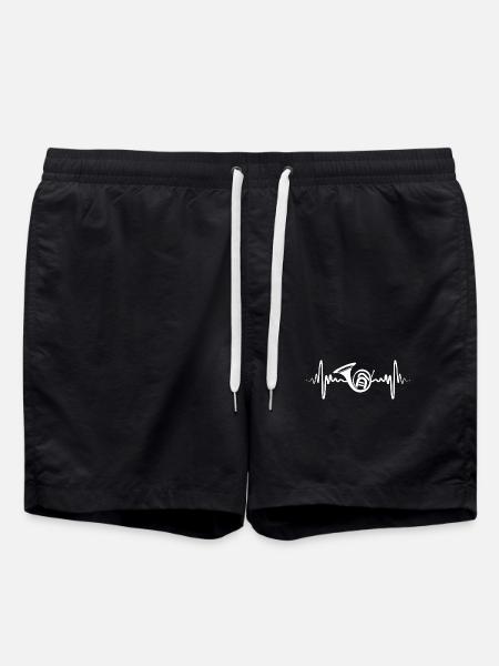 French Horn Heart Line - Swim Trunks - black