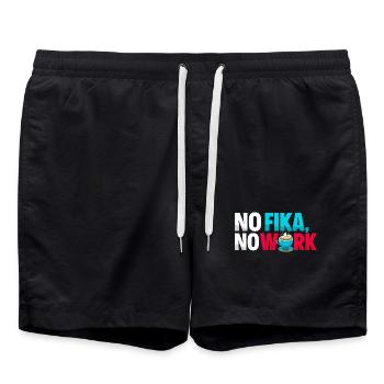 No Fika No Work - Typographie de la pause café suédoise - Short de bain - noir - Devant - AI Model Male 185 light (185cm)