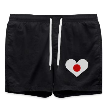 Drapeau japonais en forme de cœur - Short de bain - noir - Devant - AI Model Male 185 light (185cm)