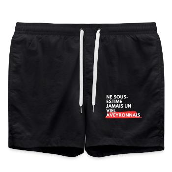 Ne Sous Estime Jamais Un Viel Aveyronnais T-Shi... - Short de bain - noir - Devant - AI Model Male 185 light (185cm)