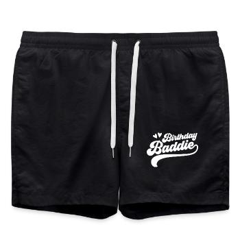 Geburtstagsbösewicht - Badeshorts - Schwarz - Vorne - AI Model Male 185 light (185cm)
