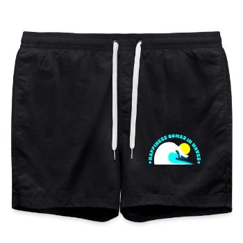 Sourire vagues et rayons de soleil - Short de bain - noir - Devant - AI Model Male 185 light (185cm)