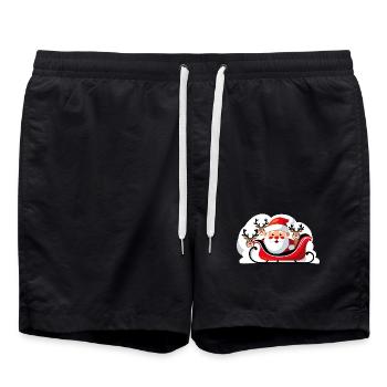 Weihnachts-Santa im Schlitten mit Rentieren - Badeshorts - Schwarz - Vorne - AI Model Male 185 light (185cm)