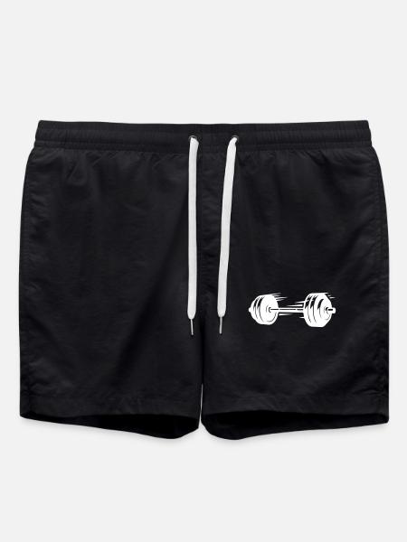 Barbell Symbol Dumbbells - Swim Trunks - black