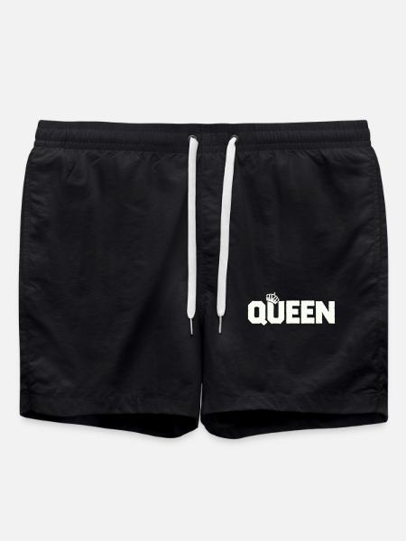Queen Crown Font Block - Swim Trunks - black