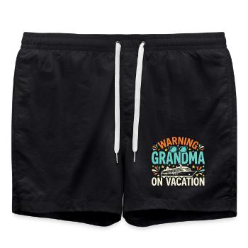 Kreuzfahrt-oma, Oma An Deck, - Badeshorts - Schwarz - Vorne - AI Model Male 185 light (185cm)