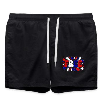 Freedom Splash Trikolor-Typografie - Badeshorts - Schwarz - Vorne - AI Model Male 185 light (185cm)