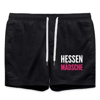 Hessen Mädchen Kontrast Pink - Badeshorts - Schwarz - Vorne - AI Model Male 185 light (185cm)