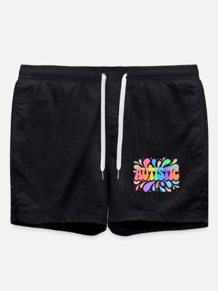 Rainbow Autistic Pride - Swim Trunks - black