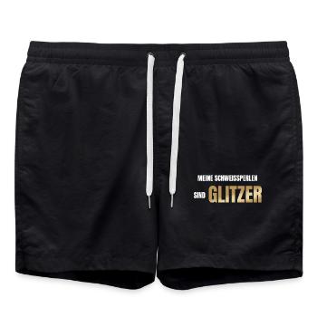 Meine Schweißperlen sind Glitzer - Badeshorts - Schwarz - Vorne - AI Model Male 185 light (185cm)