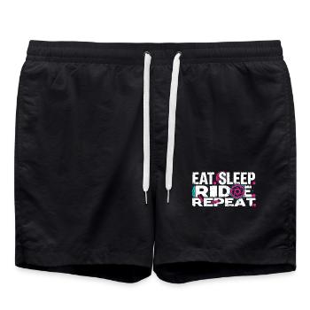 Essen, Schlaf, Fahren, Wiederholen, Radfahren Shirt - Badeshorts - Schwarz - Vorne - AI Model Male 185 light (185cm)