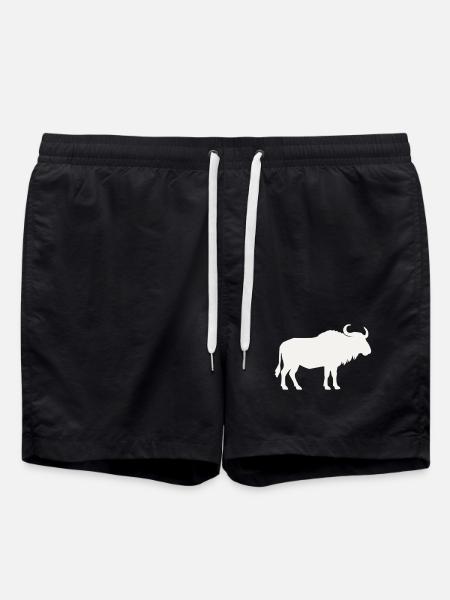 Wild Bison Silhouette - Swim Trunks - black