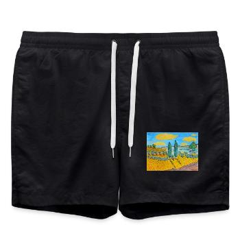 Paysage toscane - Short de bain - noir - Devant - AI Model Male 185 light (185cm)