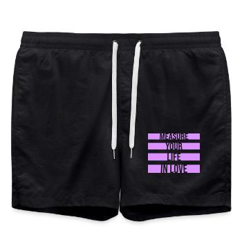 Measure Your Life In Love Inspirierend Liebe Logo - Badeshorts - Schwarz - Vorne - AI Model Male 185 light (185cm)