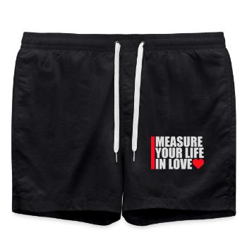 Measure Your Life In Love Inspirierend Liebe Logo - Badeshorts - Schwarz - Vorne - AI Model Male 185 light (185cm)
