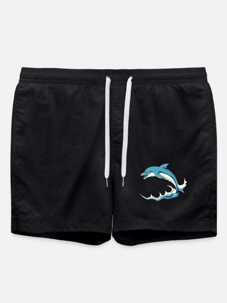 Dolphin Dolphins T-shirt Gift - Swim Trunks - black