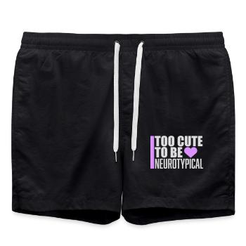 Too Cute To Be Neurotypical Lustig Autismus Logo - Badeshorts - Schwarz - Vorne - AI Model Male 185 light (185cm)