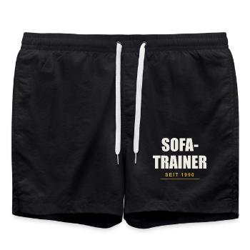 Sofa Trainer Seit 1990 - Badeshorts - Schwarz - Vorne - AI Model Male 185 light (185cm)