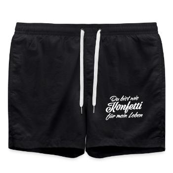 Du bist wie Konfetti Lebens Spruch - Badeshorts - Schwarz - Vorne - AI Model Male 185 light (185cm)