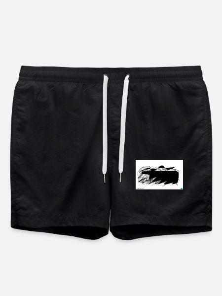 Black abstract blob with lines - Swim Trunks - black