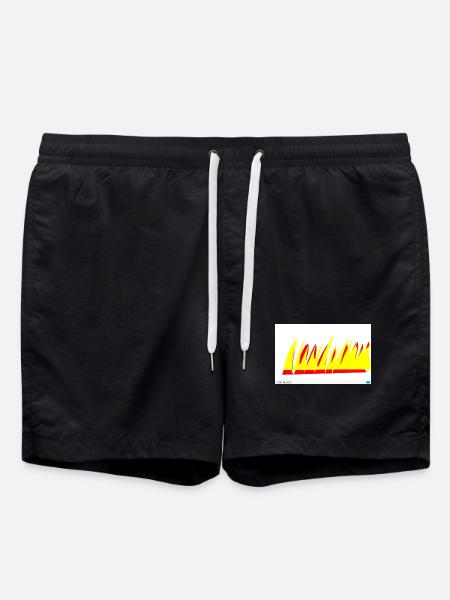 Flame Lines Yellow-Red - Swim Trunks - black