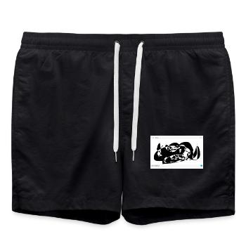 Schwarze Abstraktion Linienflug - Badeshorts - Schwarz - Vorne - AI Model Male 185 light (185cm)