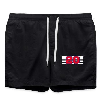 Nummer 20 Frankreich - Badeshorts - Schwarz - Vorne - AI Model Male 185 light (185cm)