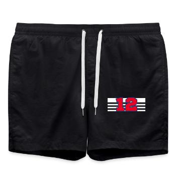 Nummer 12 Frankreich - Badeshorts - Schwarz - Vorne - AI Model Male 185 light (185cm)