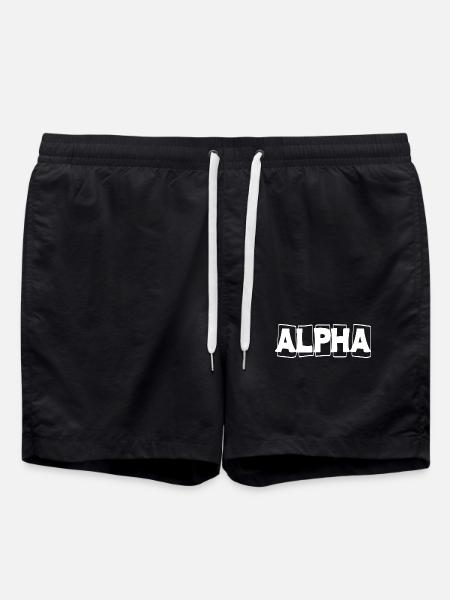 Alpha Fett Wortzeichen - Badeshorts - Schwarz