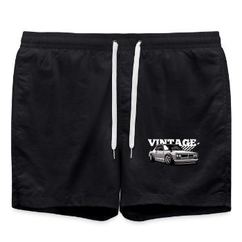 Graphismes de voitures vintage des années 70 - Short de bain - noir - Devant - AI Model Male 185 light (185cm)