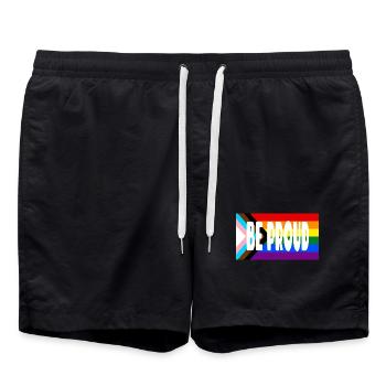 Texte du drapeau de la fierté - Short de bain - noir - Devant - AI Model Male 185 light (185cm)