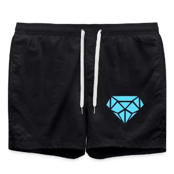Geometrischer Diamant in Eisblau - Badeshorts - Schwarz - Vorne - AI Model Male 185 light (185cm)