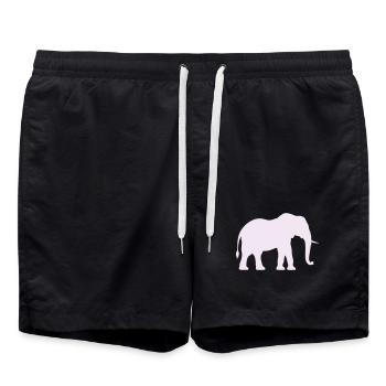 Elefanten-Silhouette Pastellrose - Badeshorts - Schwarz - Vorne - AI Model Male 185 light (185cm)