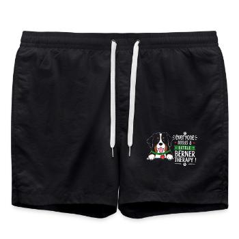 Berner Sennenhund Little Berner Therapy Humor  - Badeshorts - Schwarz - Vorne - AI Model Male 185 light (185cm)