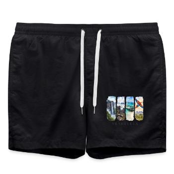 Venezuela Travel – South America Waterfall & Nature - Swim Trunks - black - Front - AI Model Male 185 light (185cm)